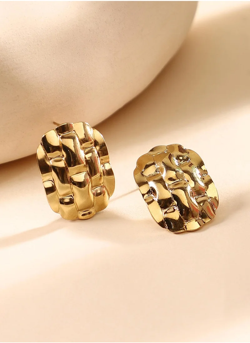 SOHI SOHI Women's The Woven Stud Earrings For Casual Wear | California Gold Colour | Alloy Material | Push Back Closure | MetallicEarrings | Stud Earrings For Women & Girls