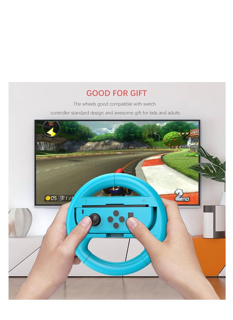 Generic - Steering Wheel Compatible with Nintendo Switch Wheel, Family Use Accessories Compatible with Switch JoyCon Controllers, 2 Pack (Blue and Red) - Image 1