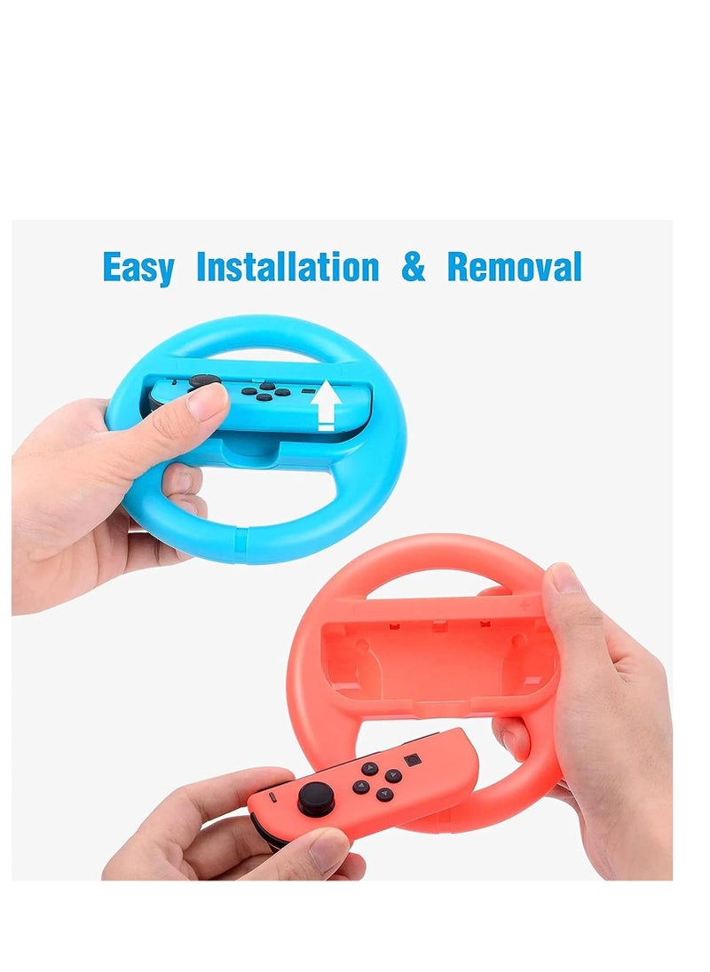 Generic - Steering Wheel Compatible with Nintendo Switch Wheel, Family Use Accessories Compatible with Switch JoyCon Controllers, 2 Pack (Blue and Red) - Image 1