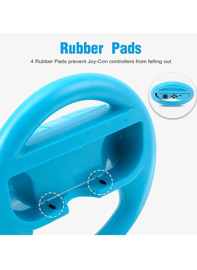 Generic - Steering Wheel Compatible with Nintendo Switch Wheel, Family Use Accessories Compatible with Switch JoyCon Controllers, 2 Pack (Blue and Red) - Image 1