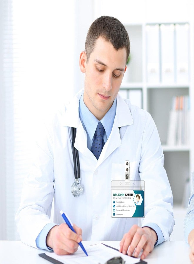 GOLF Name Tags with Clips,50 Set Name Badge Holders and Metal Clips Clear PVC Horizontal Name Tag ID Card with Clip Waterproof ID with Clips - Image 5