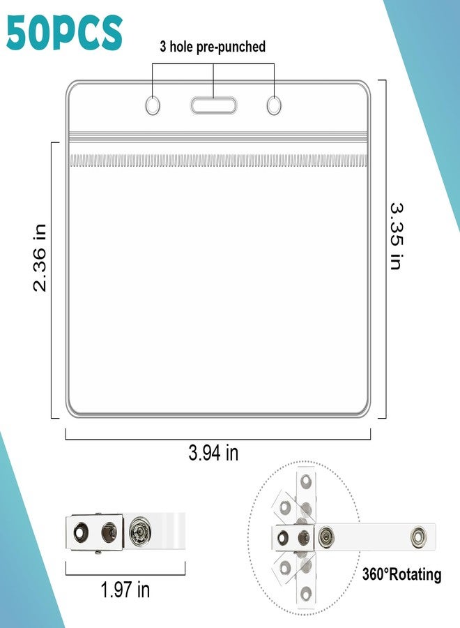 GOLF Name Tags with Clips,50 Set Name Badge Holders and Metal Clips Clear PVC Horizontal Name Tag ID Card with Clip Waterproof ID with Clips - Image 2