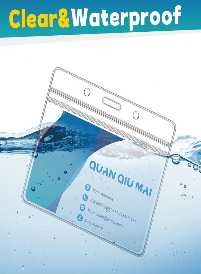 GOLF Name Tags with Clips,50 Set Name Badge Holders and Metal Clips Clear PVC Horizontal Name Tag ID Card with Clip Waterproof ID with Clips - Image 4