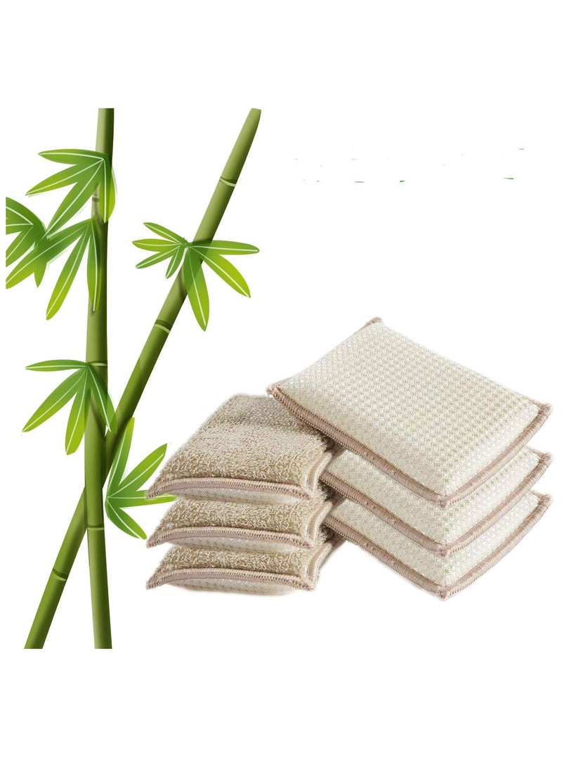 Natural Bamboo Sponges Kitchen Cleaning Sponges Dish Sponges Reusable Dish Washing Sponges Super Absorbent 6 Packs - Image 1