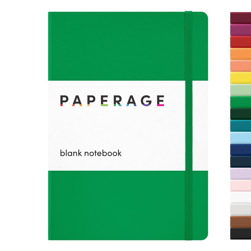 PAPERAGE Blank Journal Notebook, (Green), 160 Pages, Medium 5.6 in x 8 in - 100 GSM Thick Paper â€“ Hardcover Journaling Notebook for Work, School, Note Taking or Sketching - Image 1