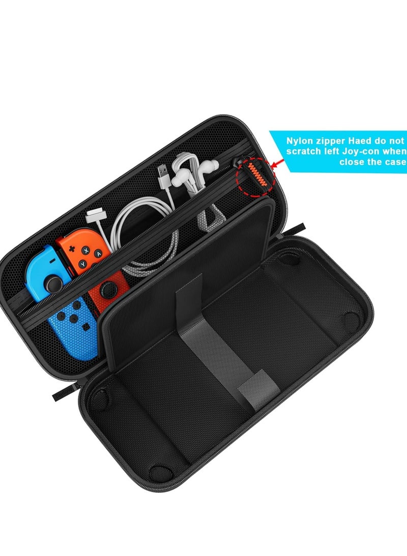 SYOSI Switch Case Compatible with Nintendo Switch/Switch OLED - Carrying 20 Game Cartridges, Protective Hard Shell Travel Pouch for Console & Accessories, Black - Image 4