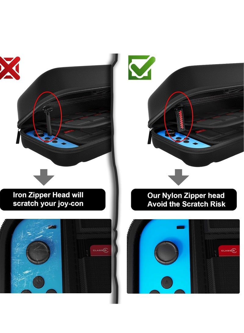 SYOSI Switch Case Compatible with Nintendo Switch/Switch OLED - Carrying 20 Game Cartridges, Protective Hard Shell Travel Pouch for Console & Accessories, Black - Image 5