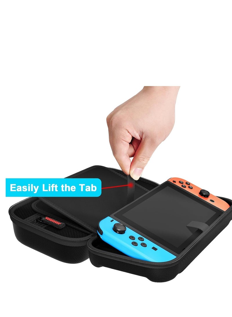 SYOSI Switch Case Compatible with Nintendo Switch/Switch OLED - Carrying 20 Game Cartridges, Protective Hard Shell Travel Pouch for Console & Accessories, Black - Image 3