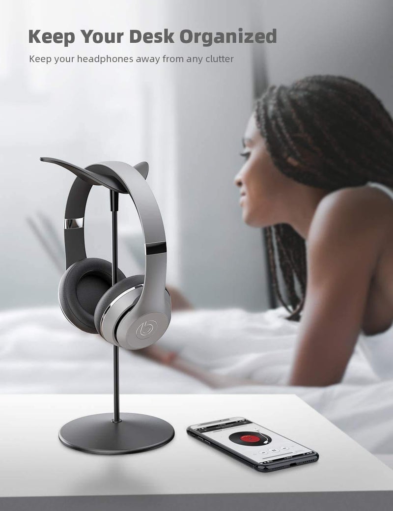 Lamicall Headphone Stand, Desktop Headset Holder - Desk Earphone Stand, for All Headsets Such as Airpods Max, HyperX Gaming Headphones, Beats/Sennheiser Music Headphones - Black - Image 4