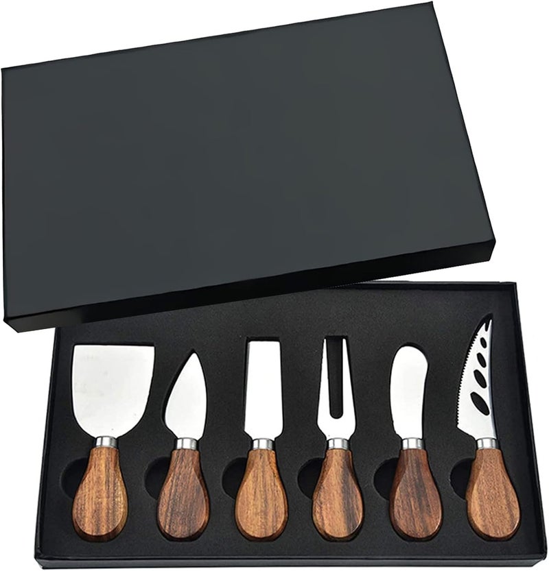 KT-GARY Cheese Knives Set, 6-Piece Stainless Steel Cheese Knife Collection with Cheese Slicer Cheese Cutter Cheese Fork,Cheese Spreading Knife for Charcuterie Boards and Cutlery Gift Set - Image 1
