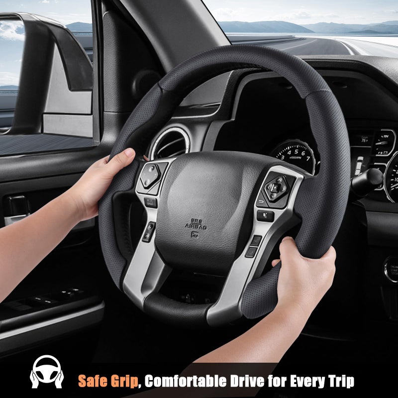 Aimato Customized Steering Wheel Cover for Toyota Tacoma 2012-2023/4Runner 2010-2024/Tundra 2014-2021/Sequoia 2014-2022 Thin,Anti-Slip,Scratch-Resistant Exclusive Car Accessory for Toyota - Image 5