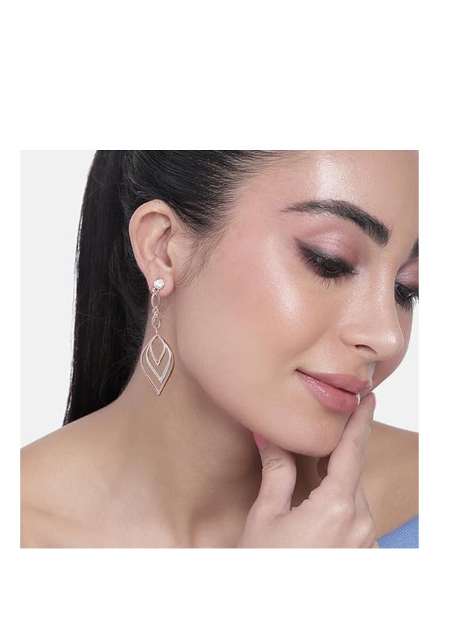 Estele 24 Kt Gold and Silver Dangle Earings for Women - Image 3