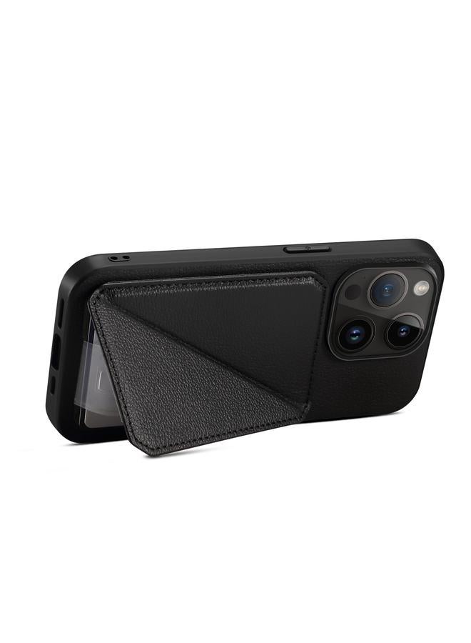 S-TOP Case For iPhone 11 Pro Imitation Calfskin Leather Back Phone Case with Holder - Image 5