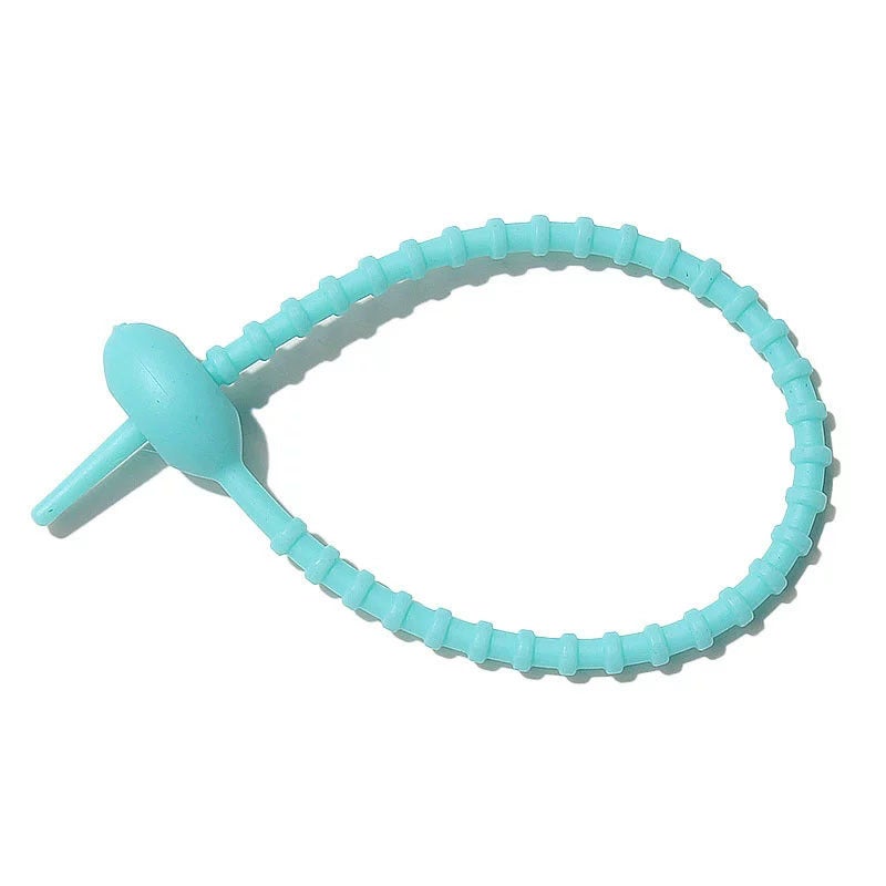Silicone Cable Tie Organizer DIY Keychain Colorful Cord lake blue 