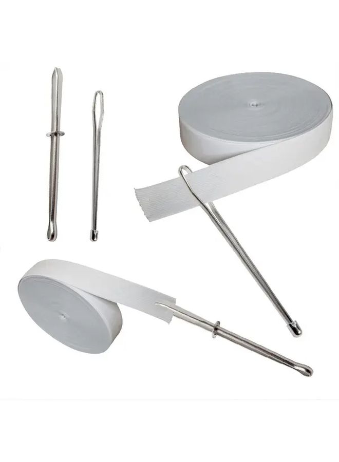2 Pcs Heavy Duty Garment Clips With Needle Elastic Band Rope Threading Guide Tool For Diy Sewing Crafting And Garment Making White Sewing Accessories - Image 1