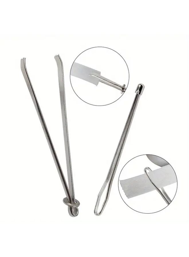 2 Pcs Heavy Duty Garment Clips With Needle Elastic Band Rope Threading Guide Tool For Diy Sewing Crafting And Garment Making White Sewing Accessories - Image 2