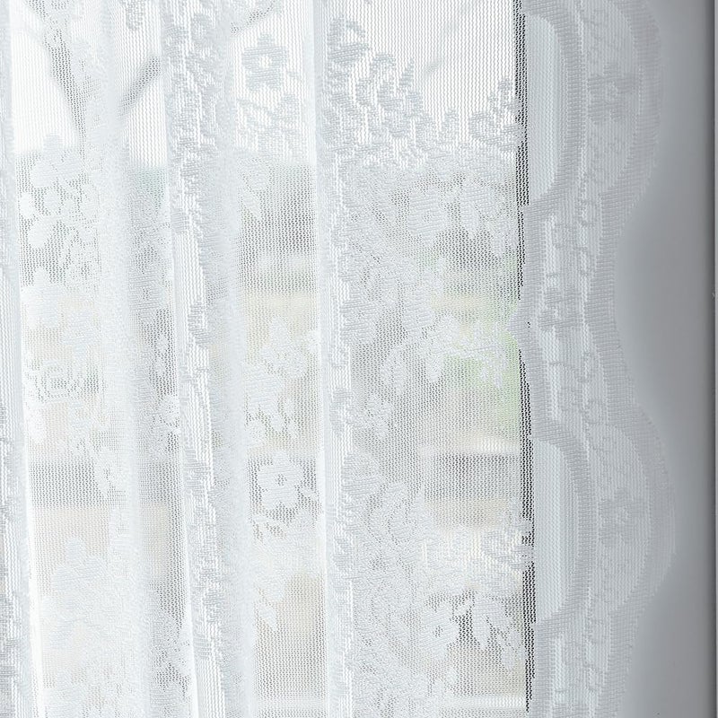TUDECO Lace Front Door Curtains for Glass Window 2 Panels 40 inches Long - Vintage Floral White Small Curtain for Back Door, Light Filtering Privacy Small Half Window Curtains with 2 Tieback W52 x L40 - Image 5