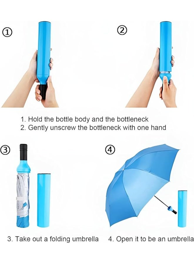 Compact Travel Umbrella for UV and Rain Protection | Double Layer Folding Umbrella with Automatic Opening Mechanism | 98cm Windproof Lightweight Umbrella with Bottle Cover - Image 5