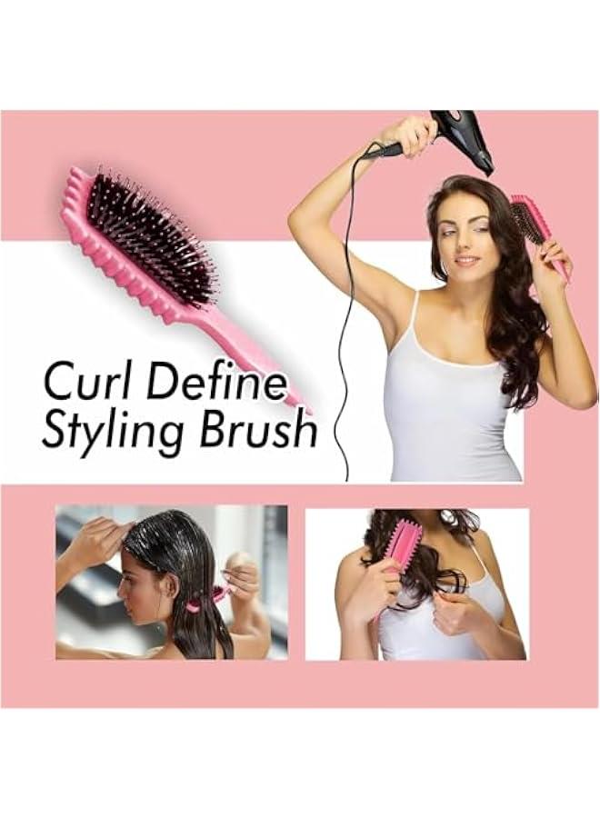 HOOKOR Newest Curl Brush, Curl Defining Brush, Hair Brush Styling Brush For Detangling,Curl Define Styling Brush, Shaping & Defining Curls For Women (Pink) - Image 2