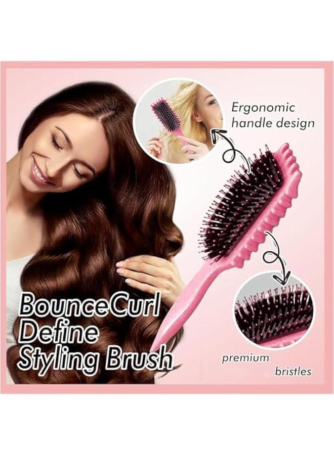 HOOKOR Newest Curl Brush, Curl Defining Brush, Hair Brush Styling Brush For Detangling,Curl Define Styling Brush, Shaping & Defining Curls For Women (Pink) - Image 3