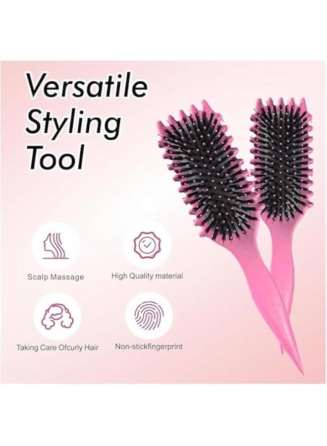 HOOKOR Newest Curl Brush, Curl Defining Brush, Hair Brush Styling Brush For Detangling,Curl Define Styling Brush, Shaping & Defining Curls For Women (Pink) - Image 4