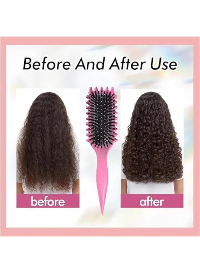 HOOKOR Newest Curl Brush, Curl Defining Brush, Hair Brush Styling Brush For Detangling,Curl Define Styling Brush, Shaping & Defining Curls For Women (Pink) - Image 5