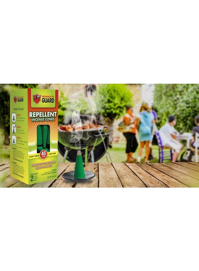 Mosquito Guard 45 قطعة من مخروط البخور لطرد البعوض مع 2 طبق سيراميك - طارد البعوض للباحة - طارد بعوض نباتي بدون ديet - Image 5