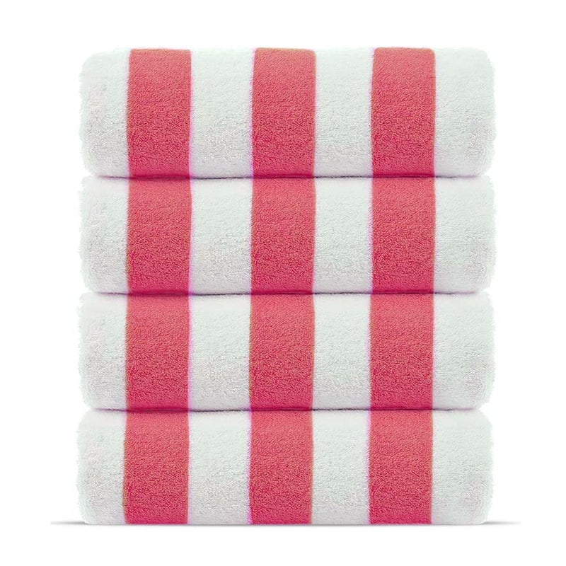 Beach Towel  100 Cotton Cabana Stripe Beach Towels 60 x 30 Inch Quick Dry Lightweight Pack of 4 Large Bath Towel for Beach Pool Bathroom SPAGymYoga and Beach BlanketPink