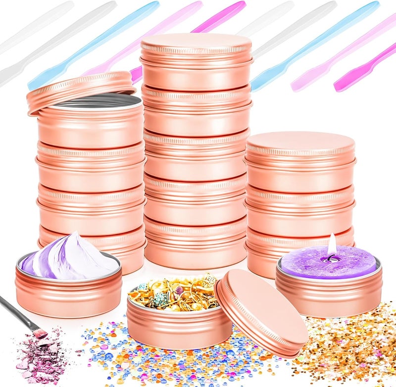 MotBach MotBach 12 Pack 0.5oz Tin Jars, 15ml Rose Gold Metal Tin cans, 1/2ounce Aluminum tin can jar Containers with Lid for Lotion Bars, Balms, Spices, Salve, Beard Balm, Toiletries, Creams, Makeup Cosmetic