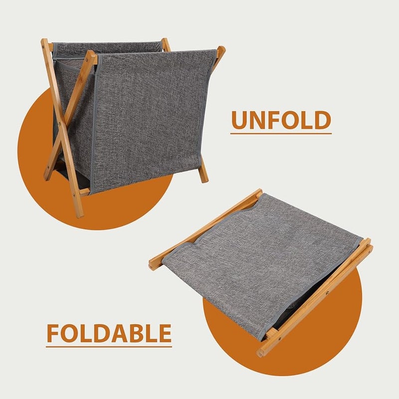 Foldable Laundry Basket Grey Small Portable Space Saving Clothes Hamper For Bedroom Bathroom - Image 4