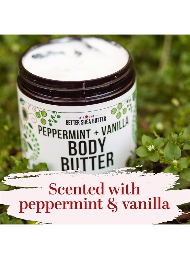 زبدة الجسم المخفوقة | نعناع فانيليا | مرطب للبشرة الجافة | خالي من البارابين، غير دهني، 8 أونصات