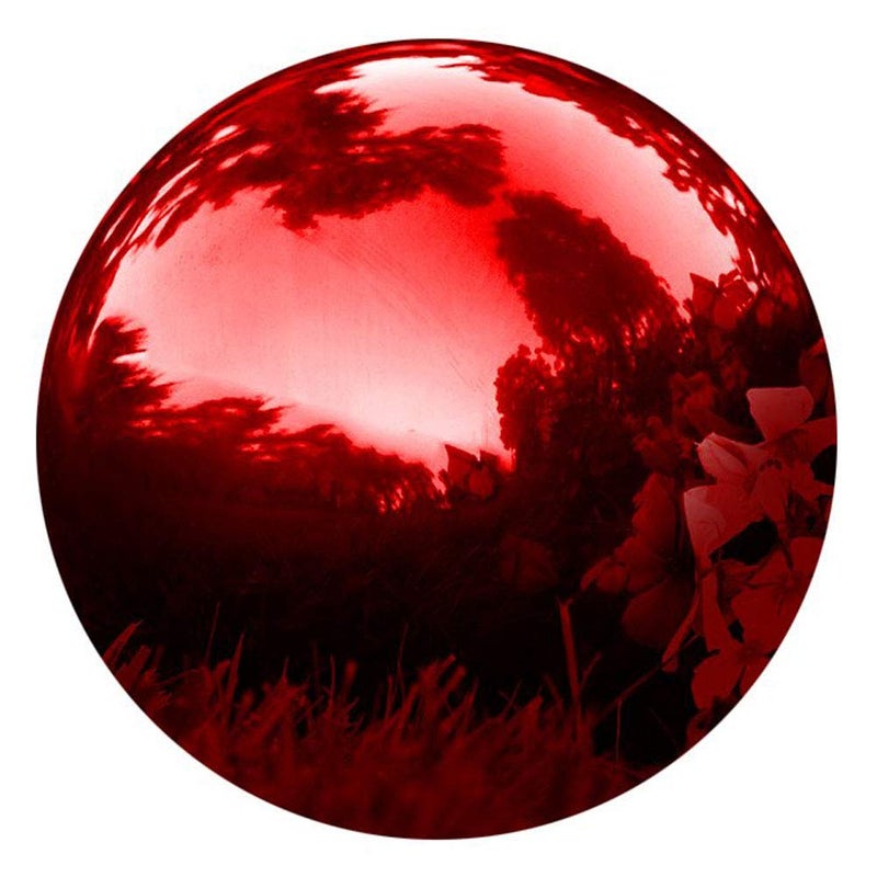 HomDSim 30 cm/12 inch Diameter Gazing Globe Mirror Ball,Red Stainless Steel Polished Reflective Smooth Garden Sphere,Colorful and Shiny Addition to Any Garden or Home