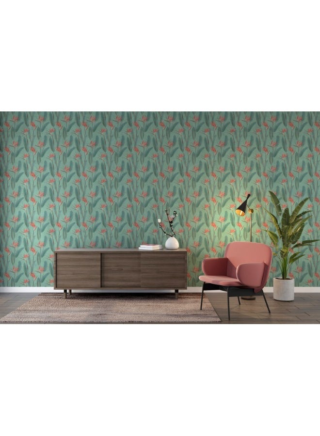 Home Gallery A Seamless Pattern With A Bird Of Paradise Flowers.
 Fabric Wallpaper Covers An Area ​​Up To 4.2Mx3M With Adhesive  And Smoothing Tool - Image 3