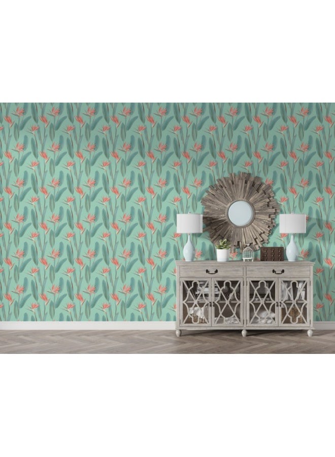 Home Gallery A Seamless Pattern With A Bird Of Paradise Flowers.
 Fabric Wallpaper Covers An Area ​​Up To 4.2Mx3M With Adhesive  And Smoothing Tool - Image 2