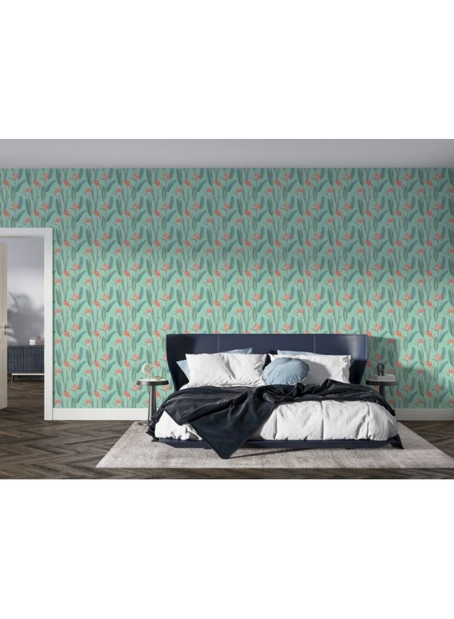 Home Gallery A Seamless Pattern With A Bird Of Paradise Flowers.
 Fabric Wallpaper Covers An Area ​​Up To 4.2Mx3M With Adhesive  And Smoothing Tool - Image 1