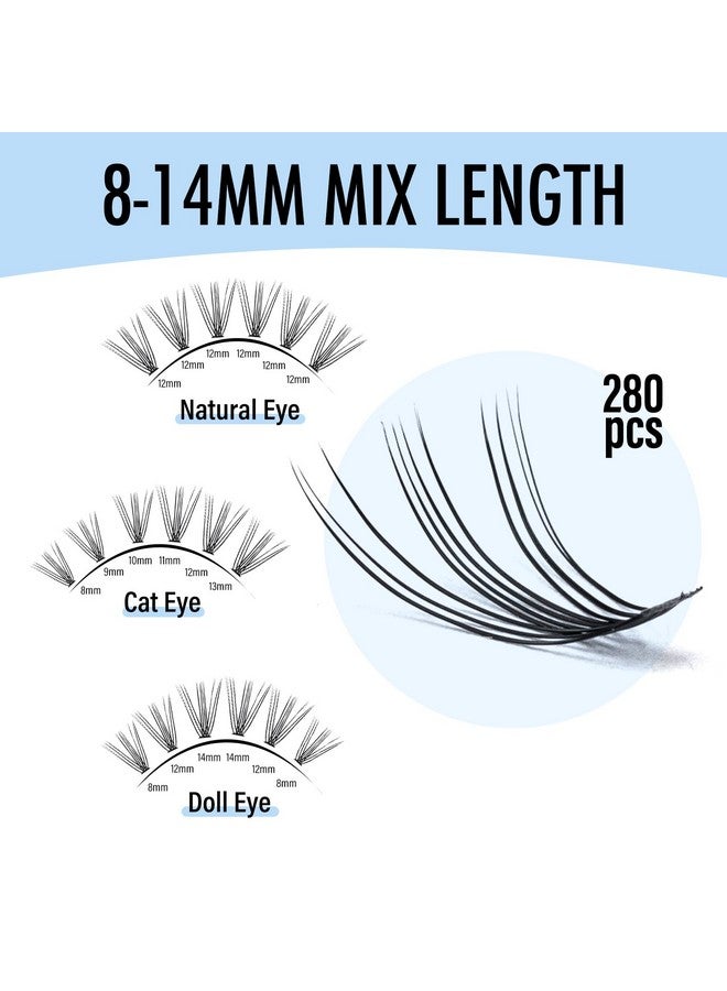 IECILI IECILI Lash Clusters Individual Lashes - 280pcs 20D Cluster lashes for DIY Lash Extensions -Super Thin & Soft Eyelashes 8-14mm C Curl Cluster Eyelash Extensions for Natural Wispy Look  - Image 4