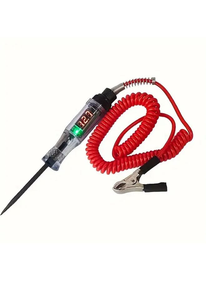 Red Car Circuit Tester Pen DC Voltage Digital Display Long Probe Automotive Diagnostic Tool - Image 2