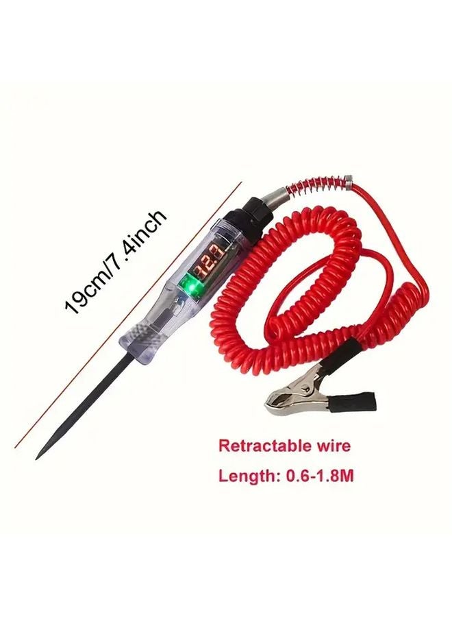 Red Car Circuit Tester Pen DC Voltage Digital Display Long Probe Automotive Diagnostic Tool - Image 4