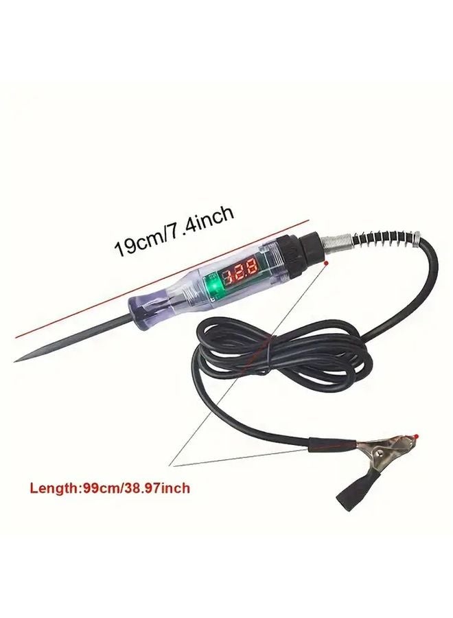 Red Car Circuit Tester Pen DC Voltage Digital Display Long Probe Automotive Diagnostic Tool - Image 5