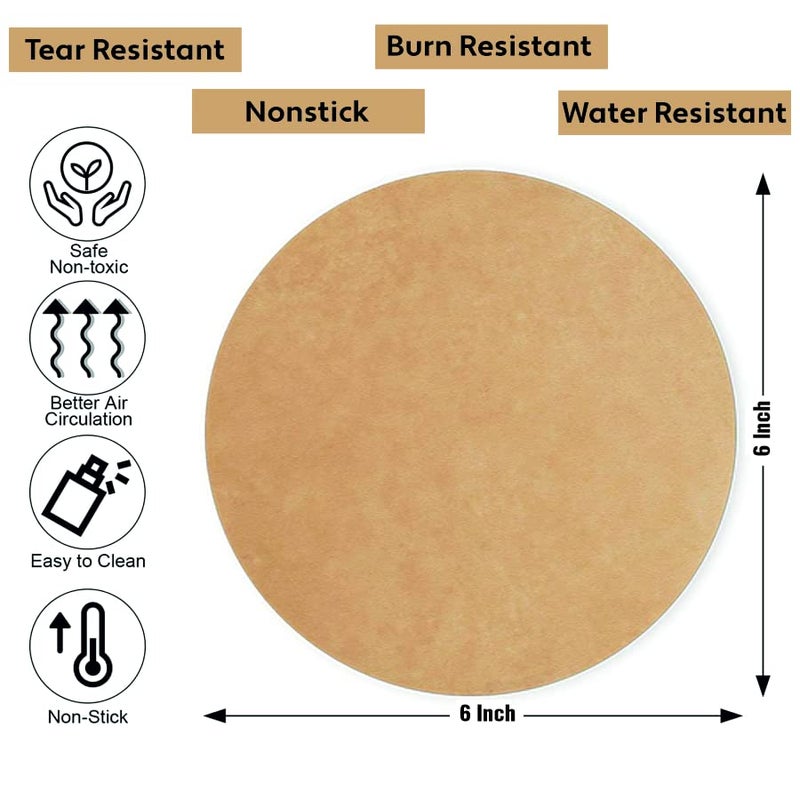Oddy Ecobake Brown Cooking & Baking Paper Circles, 250 Unbleached & Chlorine Free Pre-Cut Rounds, Size 6 inch, Ideal for Baking Cakes, Best Suitable for Airfryer, Microwave, Oven & Steamer - Image 2