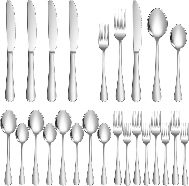 Lazycorner Silverware Set 20 Piece Stainless Steel Flatware Set Silverware Utensils for 4 People Includes Forks Knives Spoons & Salad Forks Dishwasher Safe Durable Tableware for Home Restaurant or Outdoor Use - Image 1