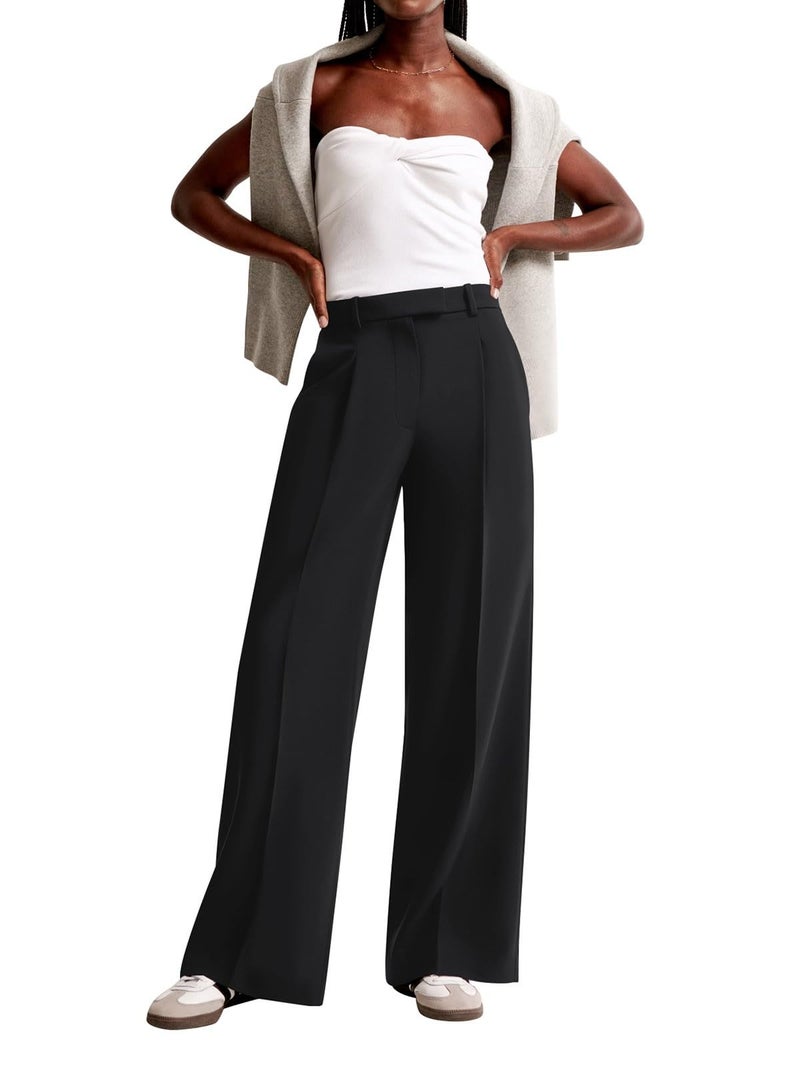 NIMIN Women Wide Leg Pants High Waisted Dressy Work Trousers Business Casual Pants 2025 Fashion Slacks Outfits with Pockets Black - Image 5