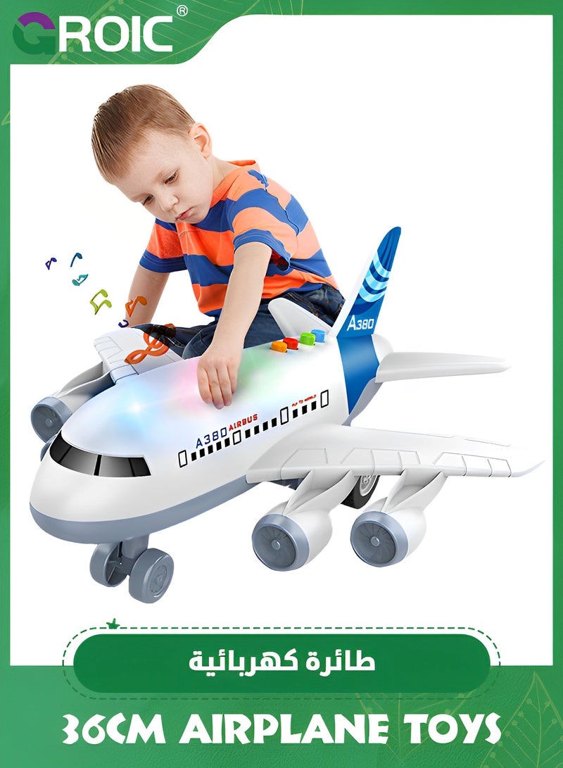 GROIC Airplane Toys for Toddlers,Musical Plane Toy,Inertia Action Airplanes Toy with Flashing Lights & Sounds,Toy Airplane,Realistic Model Airplane for Kids - Image 1