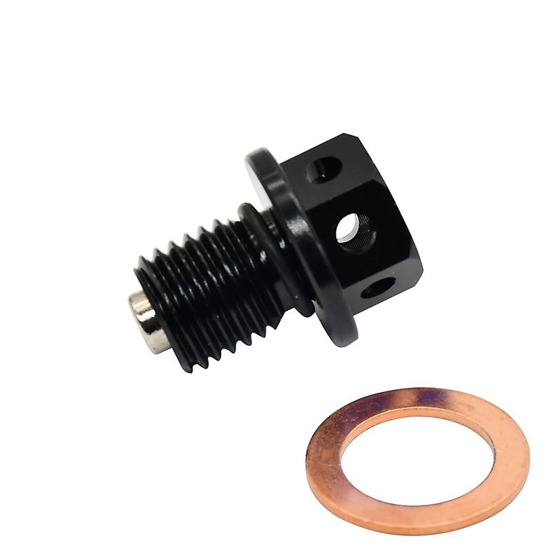 M12xP1 1.5 مسمار تصريف الزيت المغناطيسي (Magnetic Oil Drain Plug Bolt Screw) فضي مناسب لـ CR125 250 250R CRF250R XR 250 600R 171 71gal CBR1000RR متوافق مع الدراجات النارية - Image 2
