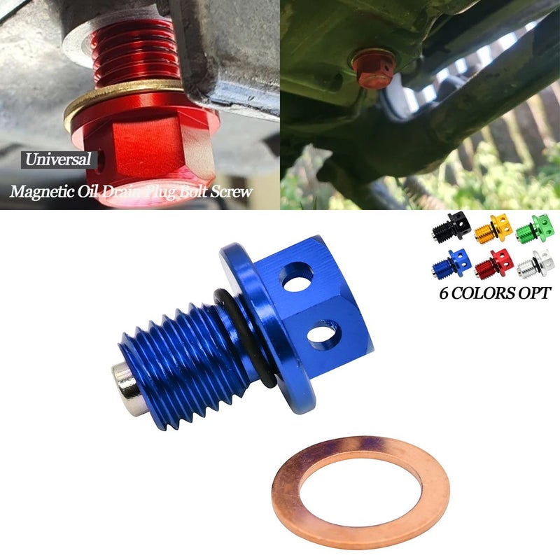 M12xP1 1.5 مسمار تصريف الزيت المغناطيسي (Magnetic Oil Drain Plug Bolt Screw) فضي مناسب لـ CR125 250 250R CRF250R XR 250 600R 171 71gal CBR1000RR متوافق مع الدراجات النارية - Image 1