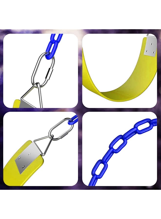 كادي ون أرجوحة مع سلاسل متينة مطلية بالبلاستيك الحراري، سلاسل شديدة التحمل، ملحقات لعب خارجية للأطفال، تدعم حتى 660 رطلاً، 70 بوصة، تتضمن خطافات سريعة للاستخدام في الهواء الطلق (أصفر) - Image 4