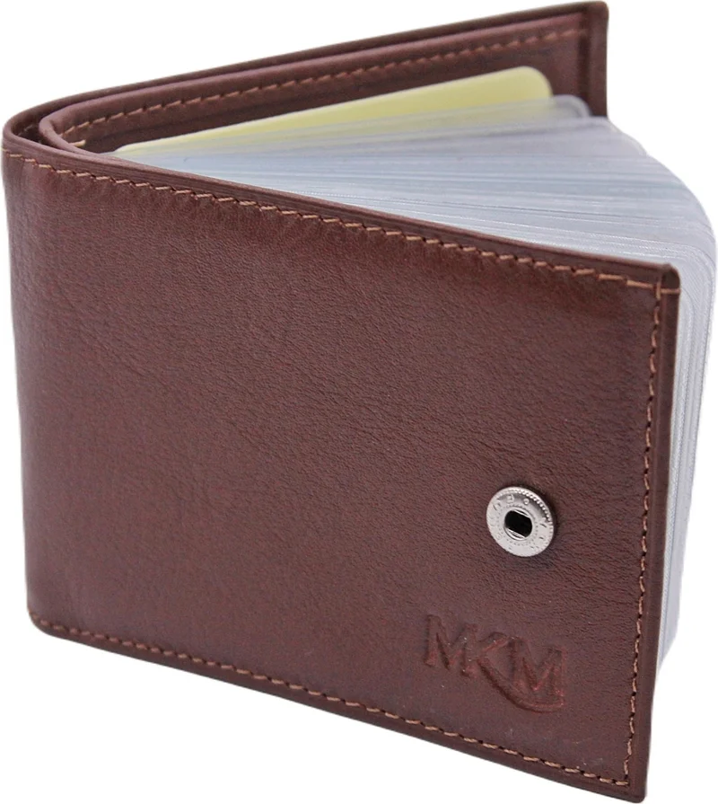 ام كي ام Man Genuine Leather Wallet with Transparent Card Holder Side Model