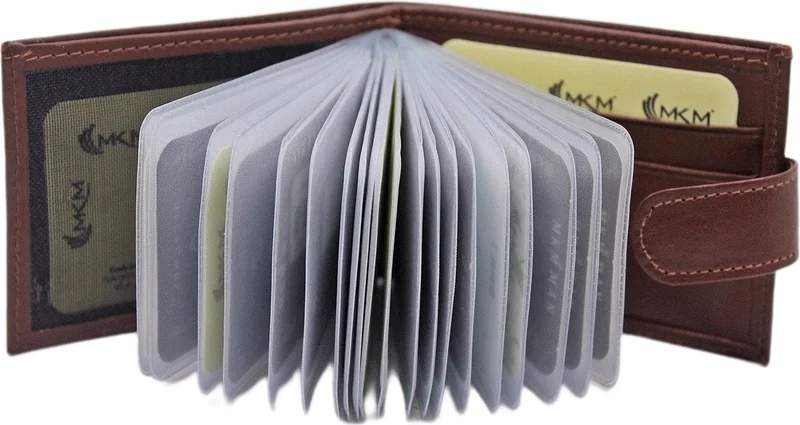 ام كي ام Man Genuine Leather Wallet with Transparent Card Holder Side Model