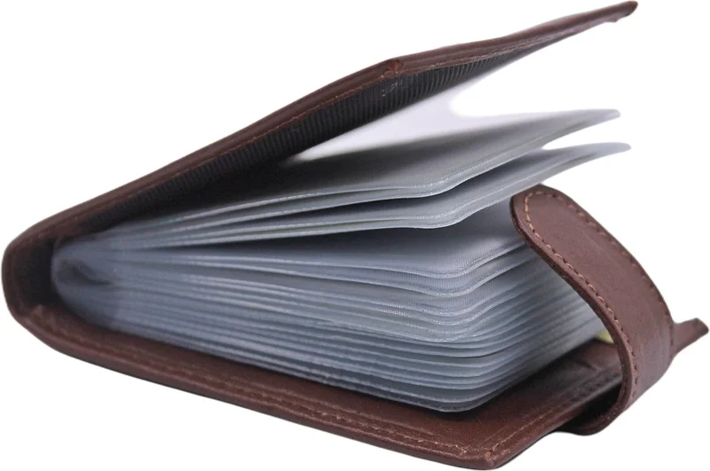 ام كي ام Man Genuine Leather Wallet with Transparent Card Holder Side Model