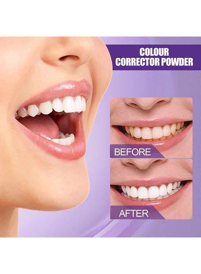 EELHOE Colour Corrector Powder, Purple Corrector Powder For Teeth Whitening, Teeth Whitening Kit, Teeth Color Corrector Toothpaste, Tooth Stain Removal, Color Corrector Purple Tooth Powder, Teeth Whitener 30g - Image 2